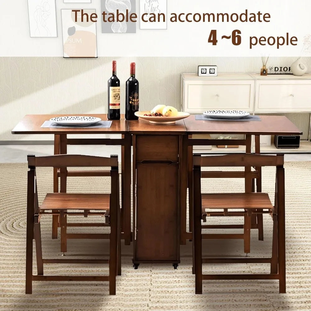MKDK Folding Dining Table Set Drop Leaf Dinette Small Space