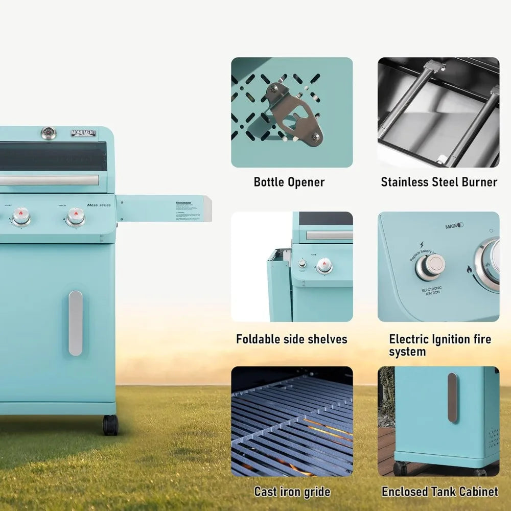 Mesa 2 Burner Gas Grill With Clearview Lid And Shelves