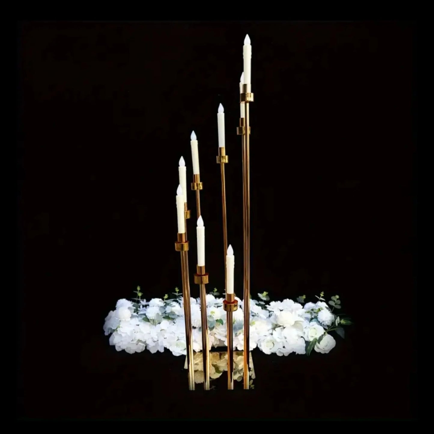 Elegant 1-piece Gold Metal 8-arm Candle Holder - A Tall Wedding Centerpiece.Multifunctional Dining Table Decoration, Suitable Fo