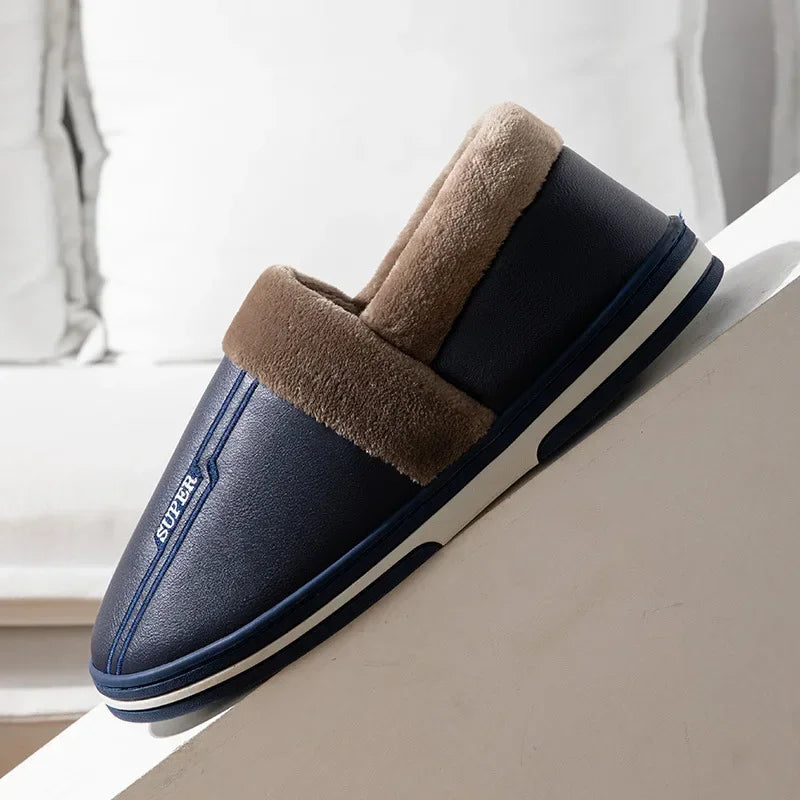COZOKC Men Winter Warm Slippers Non Slip Furry Slipper