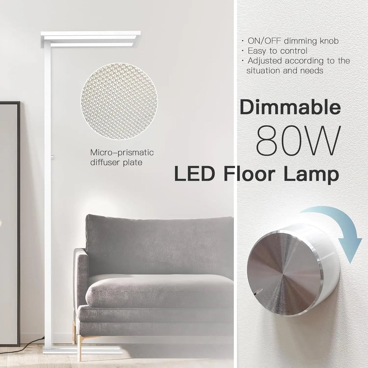 XMSJ Led Floor Lamp Dimmable Eye Care Reading Light