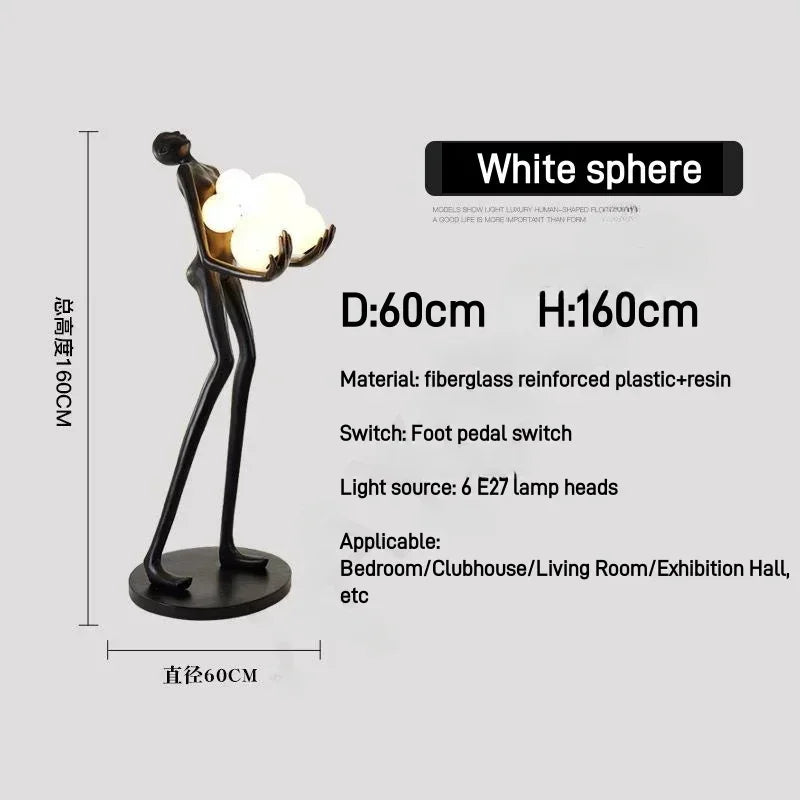 Nordic Humanoid Floor Lamp Sculpture For Living Room Decor