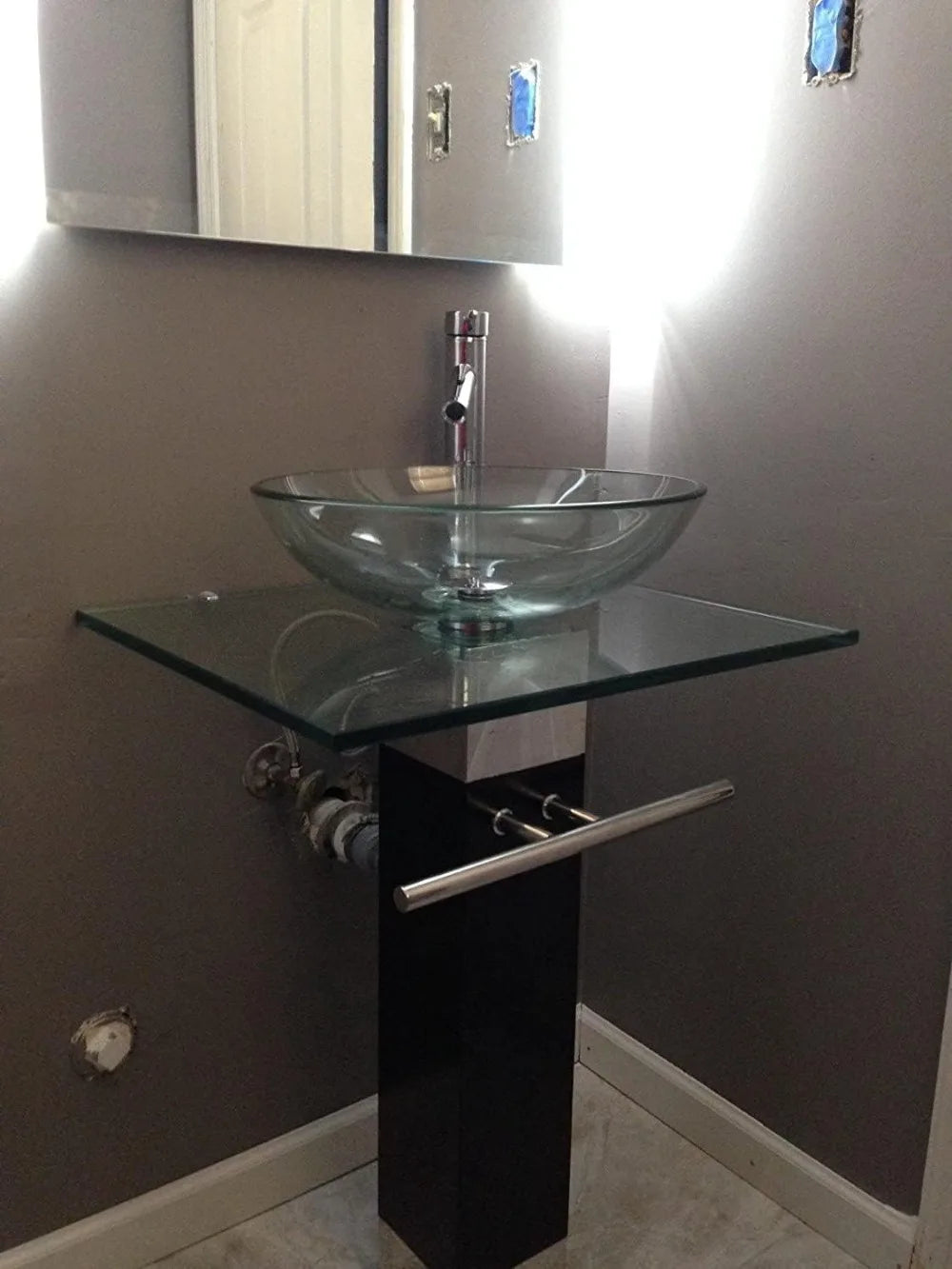 Vaniy Glass Vessel Vanity Sink With Ceramic Basin US