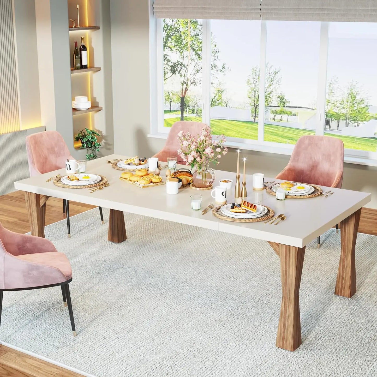 XMSJ Modern Dining Table For Family Dining Room Setup