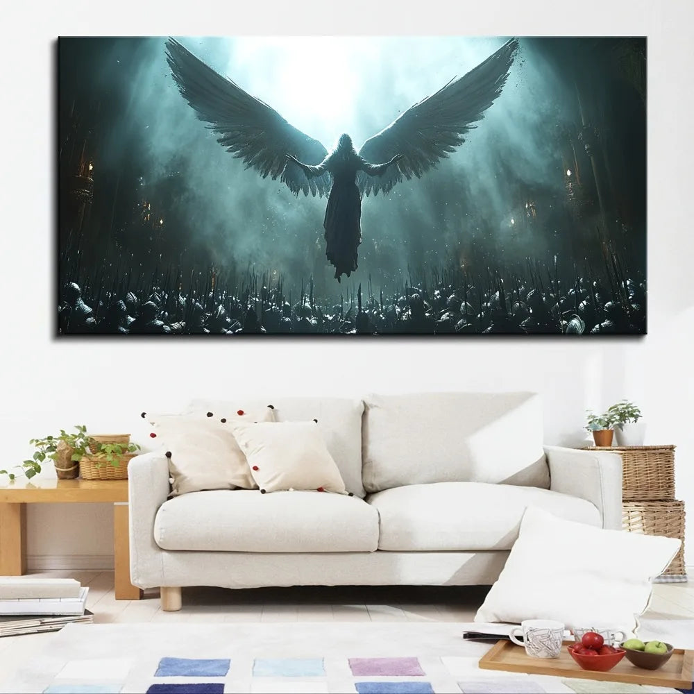 Dream Angel Canvas Wall Art With Pine Wood Frame Decor