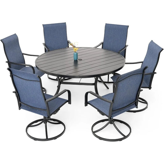 Nixtopia Patio Dining Set With Swivel Chairs Round Table