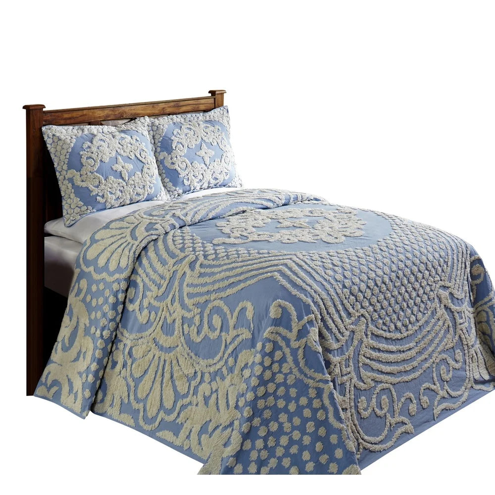 DUTRIEUX Chenille Bedspread Floral Design Lightweight