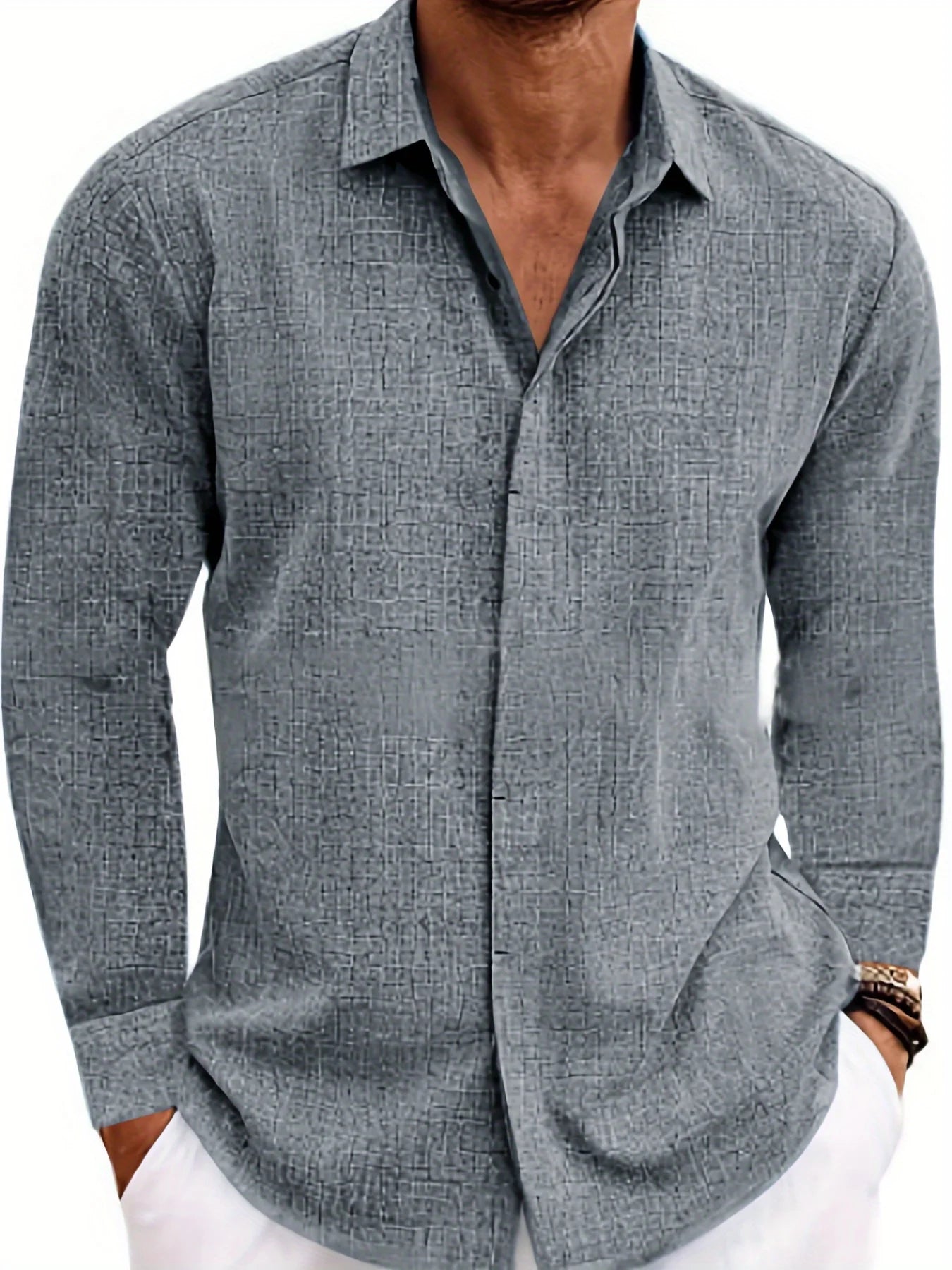 Zhejiang Linen Long Sleeve Shirt For Men Cotton Linen Blend
