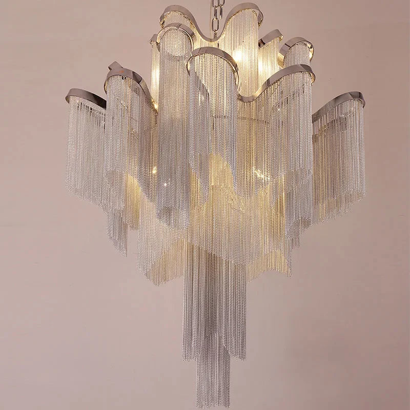 Italy Designer Tassel Chandelier Aluminum Chain Lighting
