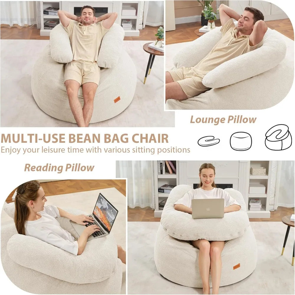 Hign-concerned Teddy Fleece Bean Bag Chair With U Pillow