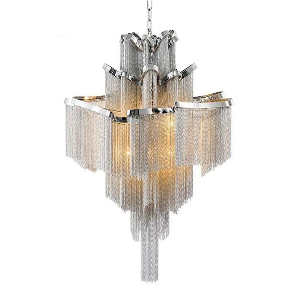 Italy Designer Tassel Chandelier Aluminum Chain Lighting