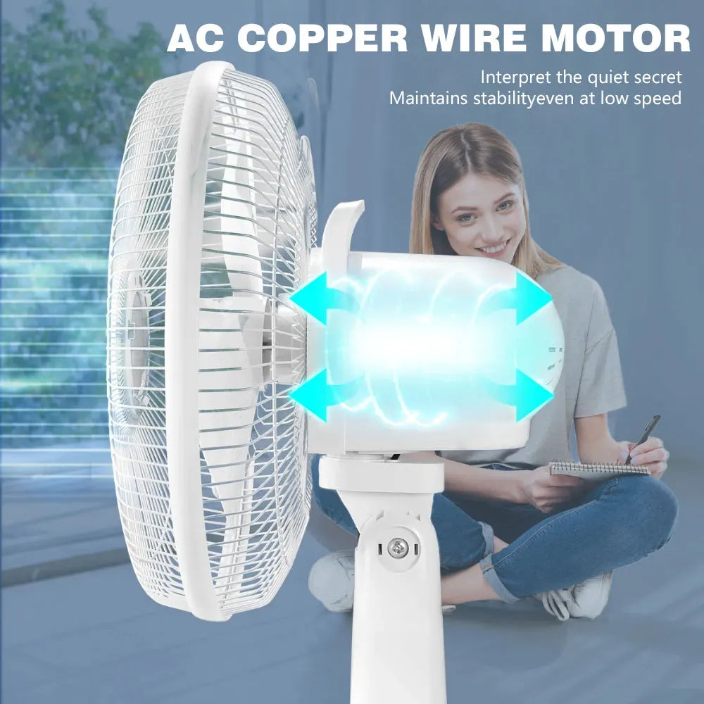 Moowarlt Solar Rechargeable Portable Fan With LED Light