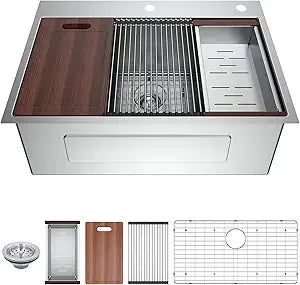 Undermount Kitchen Sink Workstation T304 Stainless Steel
