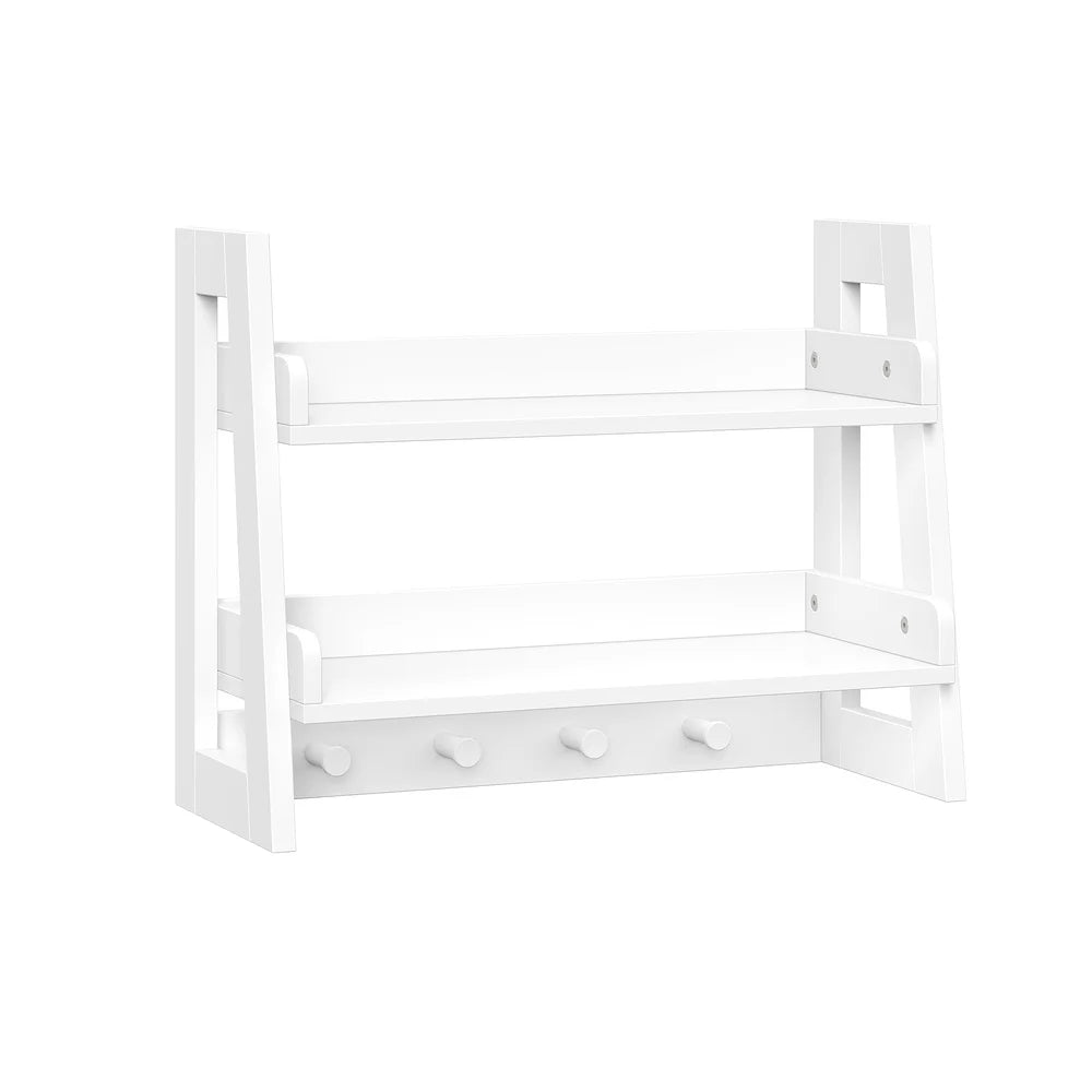 XMSJ 2 Tier Bathroom Ladder Shelf With Open Storage Hooks