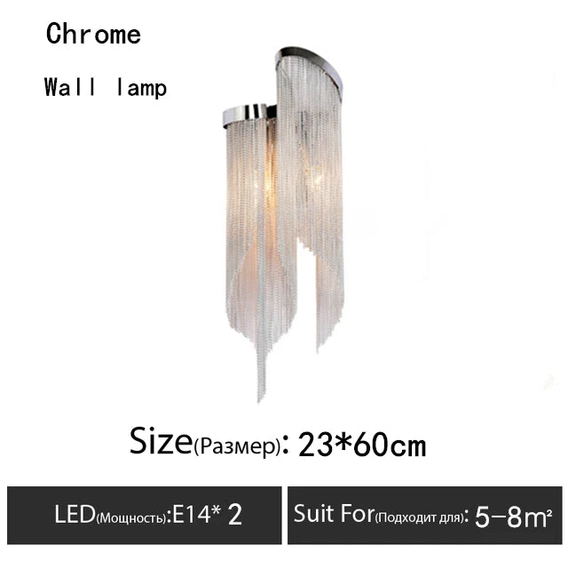 Italy Designer Tassel Chandelier Aluminum Chain Lighting