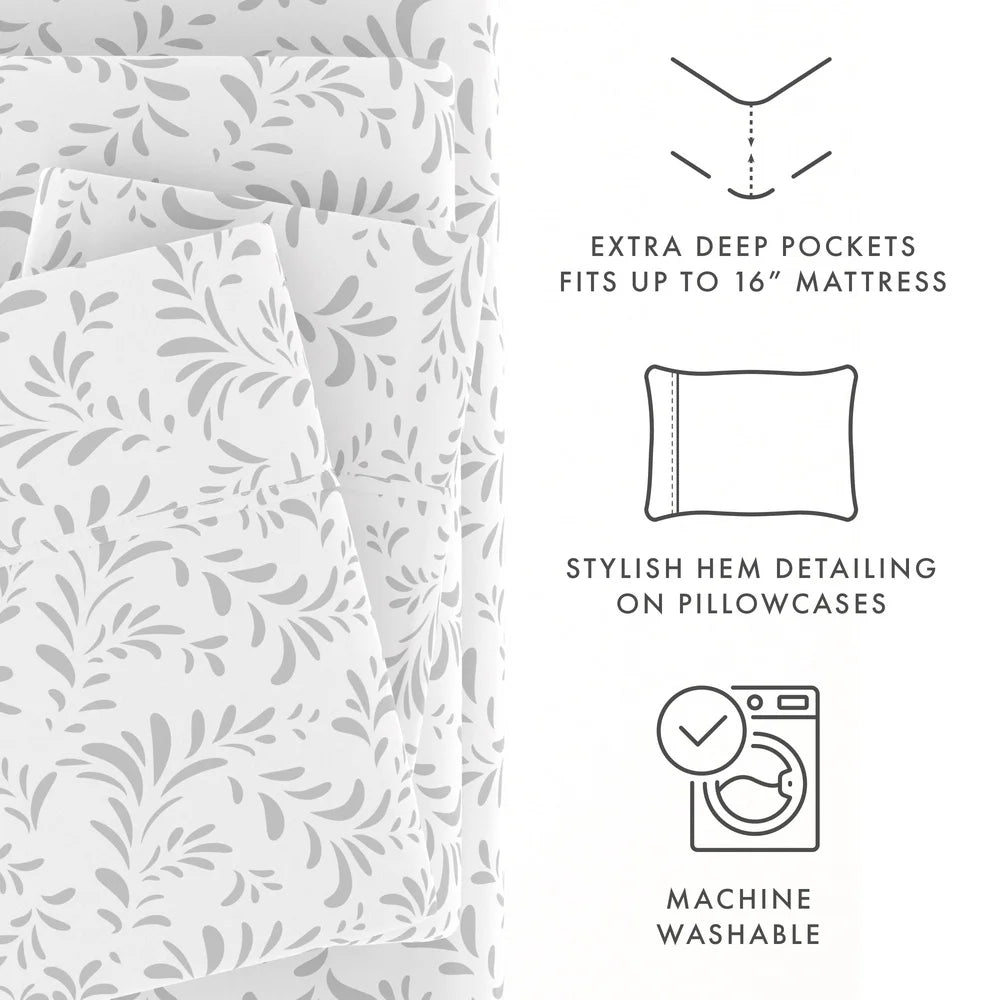 DUTRIEUX Microfiber Sheet Set Deep Pocket Wrinkle Resistant