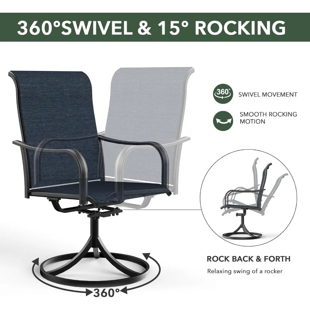 Nixtopia Patio Dining Set With Swivel Chairs Round Table