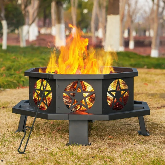Verdeluxe Octagonal Wood Burning Fire Pit For Patio