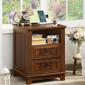 XMSJ Farmhouse Nightstands Set Of 2 With Charging Station