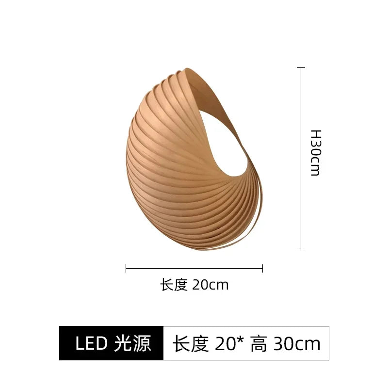 Japanese Modern Minimalist Wooden Wall Lamp Conch Sconce