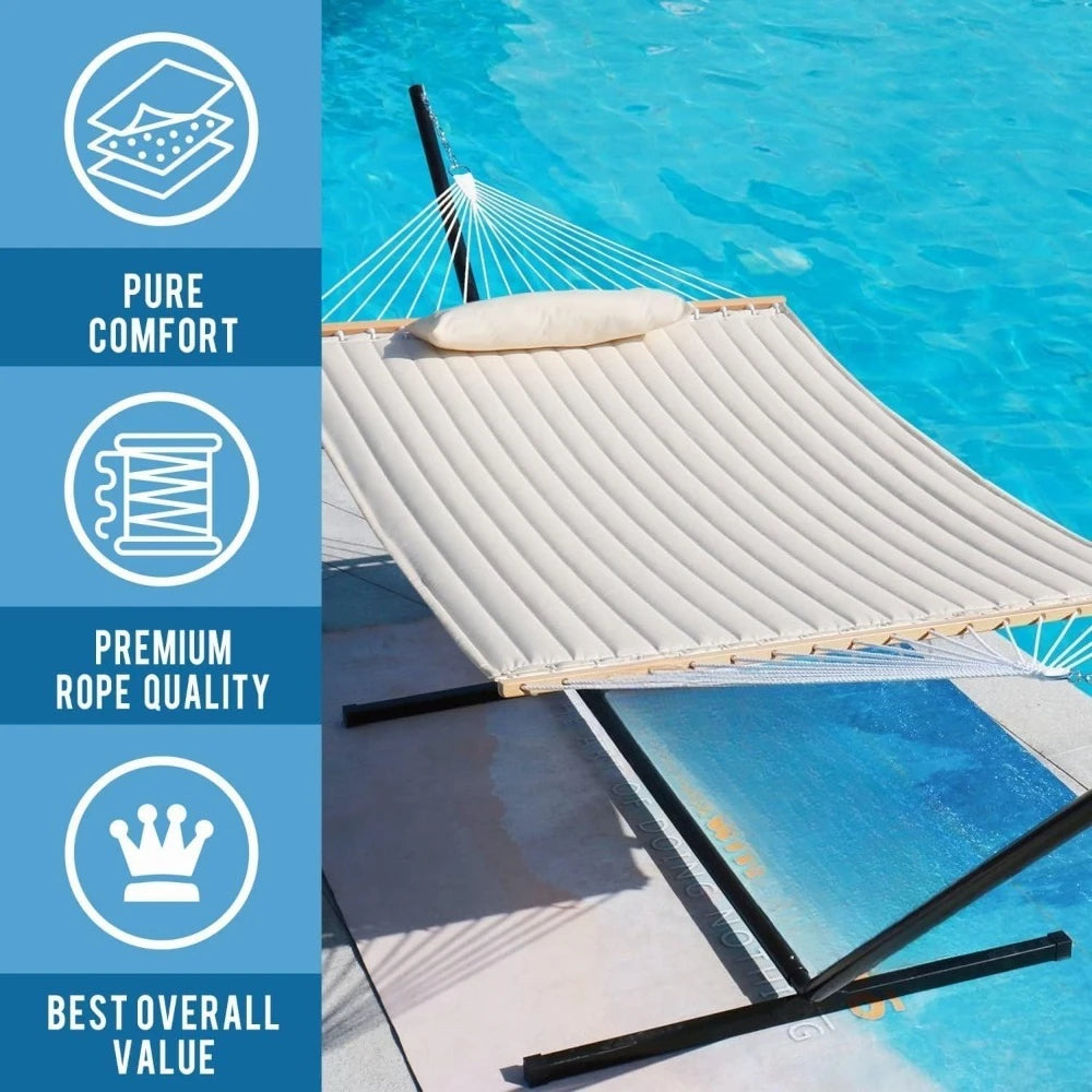 Hign-concerned Double Quilted Fabric Hammock With Pillow