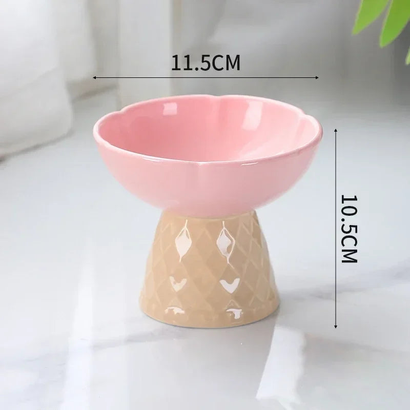 Elevated Cat Raised Ceramic Bowl For Pet Food And Water