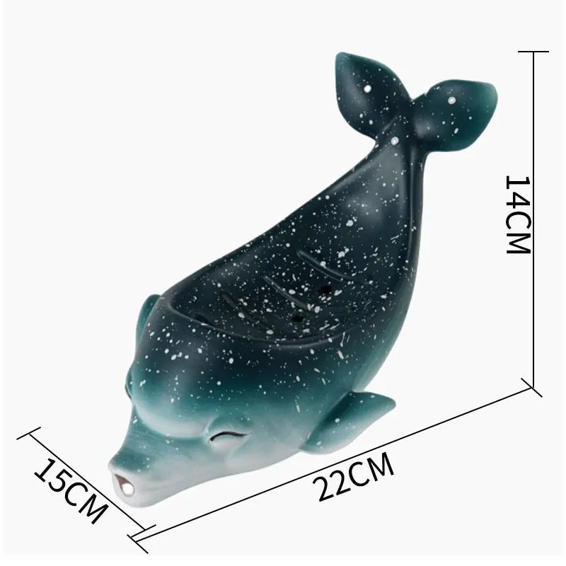 Dolphin Ceramic Drain Soap Box For Bathroom Sink Organizer