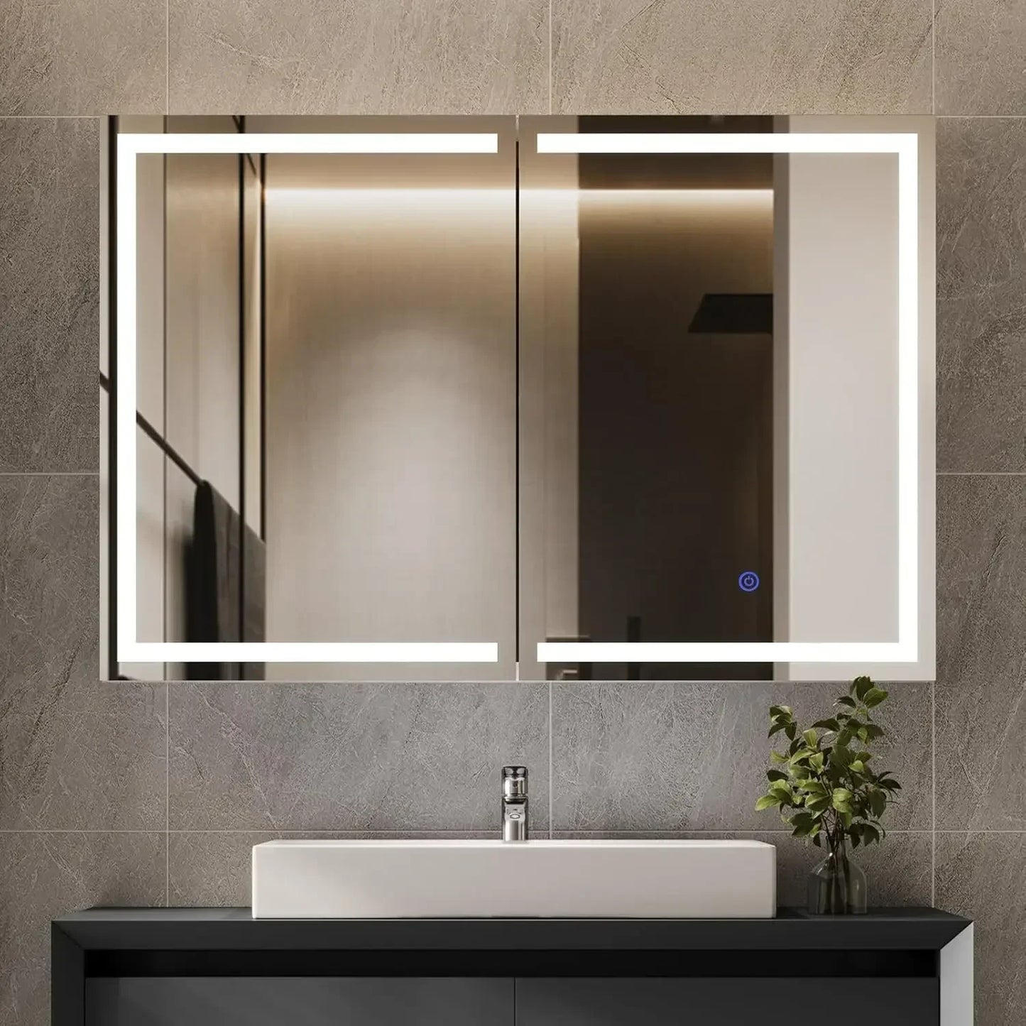 XMSJ Lighted Medicine Cabinet With Mirror Wall Mount