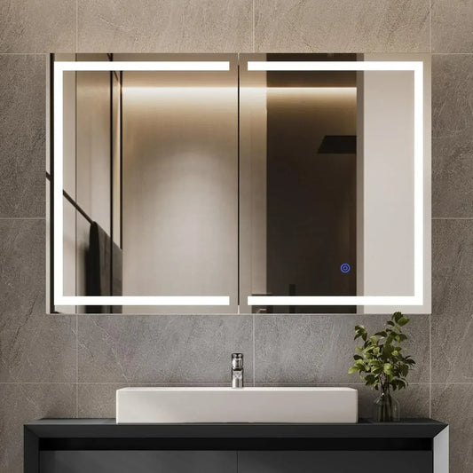 XMSJ Lighted Medicine Cabinet With Mirror Wall Mount
