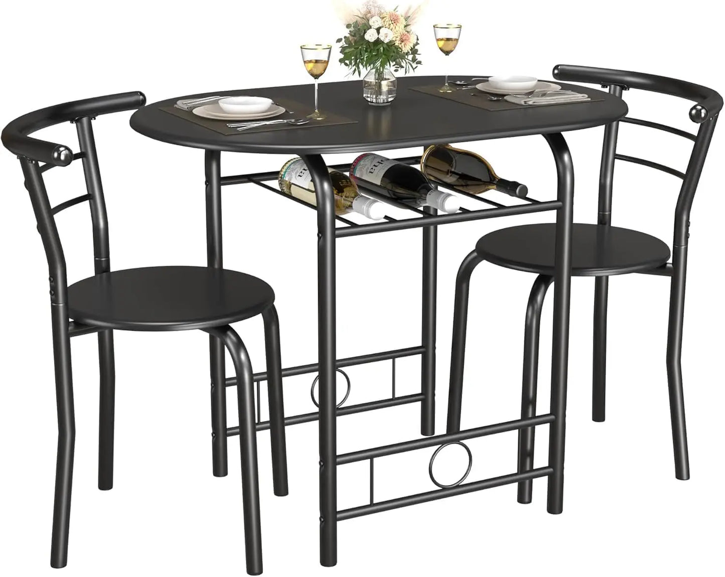 Hign-concerned Wooden Round Table And Chair Set Space Saver
