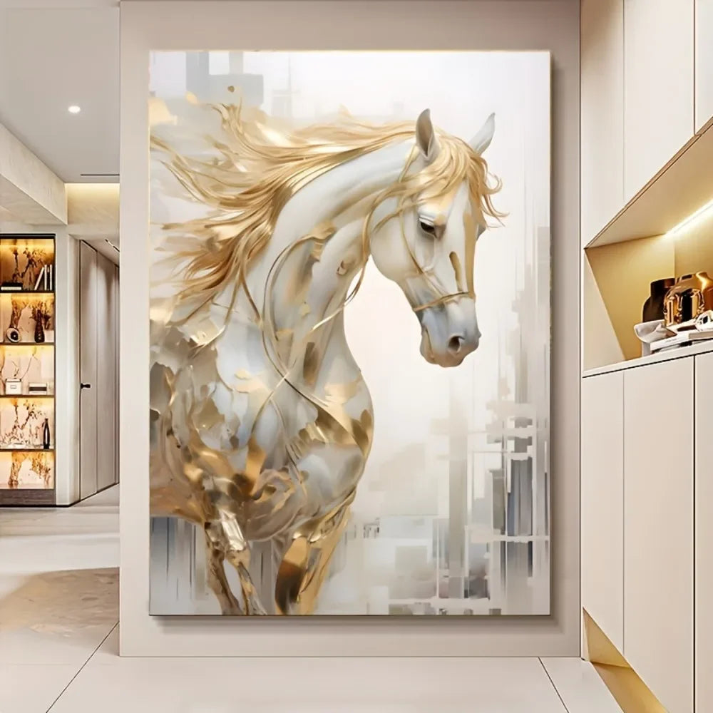 Frameless Modern Retro Horse Wall Art Painting Decor