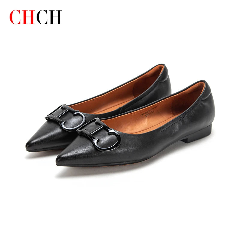 CHCH Classic Retro Flats for Women Pointed Toe Shoes