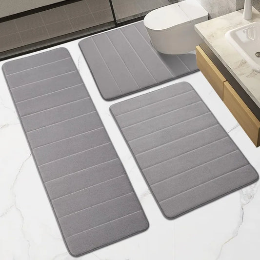 Hign-Concerned Memory Foam Bath Mat Set Three Piece Non Slip