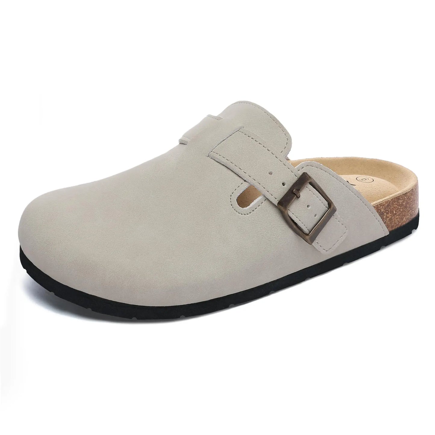 Women's Suede Clogs Adjustable Buckle Slip Casual Footbed