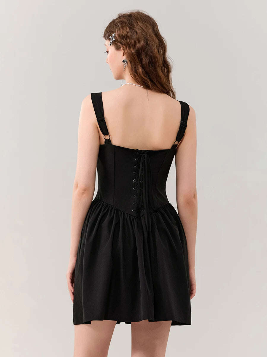Hirigin Women Sleeveless A-Line Lace Patchwork Party Dress