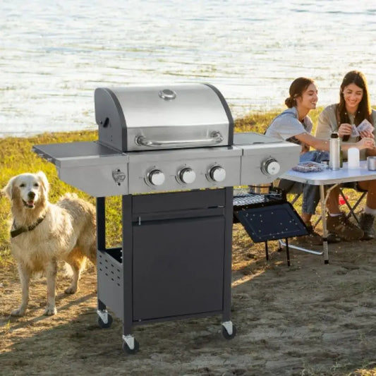 3 Burner Stainless Steel Gas Grill Side Burner 37000 BTU