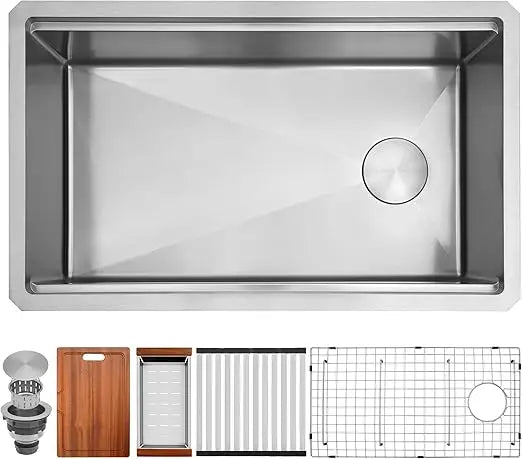 Undermount Stainless Steel Workstation Sink Single Bowl