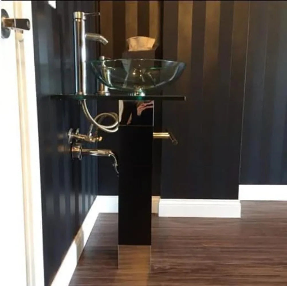 Vaniy Glass Vessel Vanity Sink With Ceramic Basin US