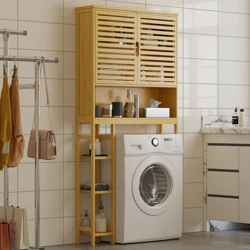 MKDK Over The Toilet Storage Cabinet Bamboo Freestanding