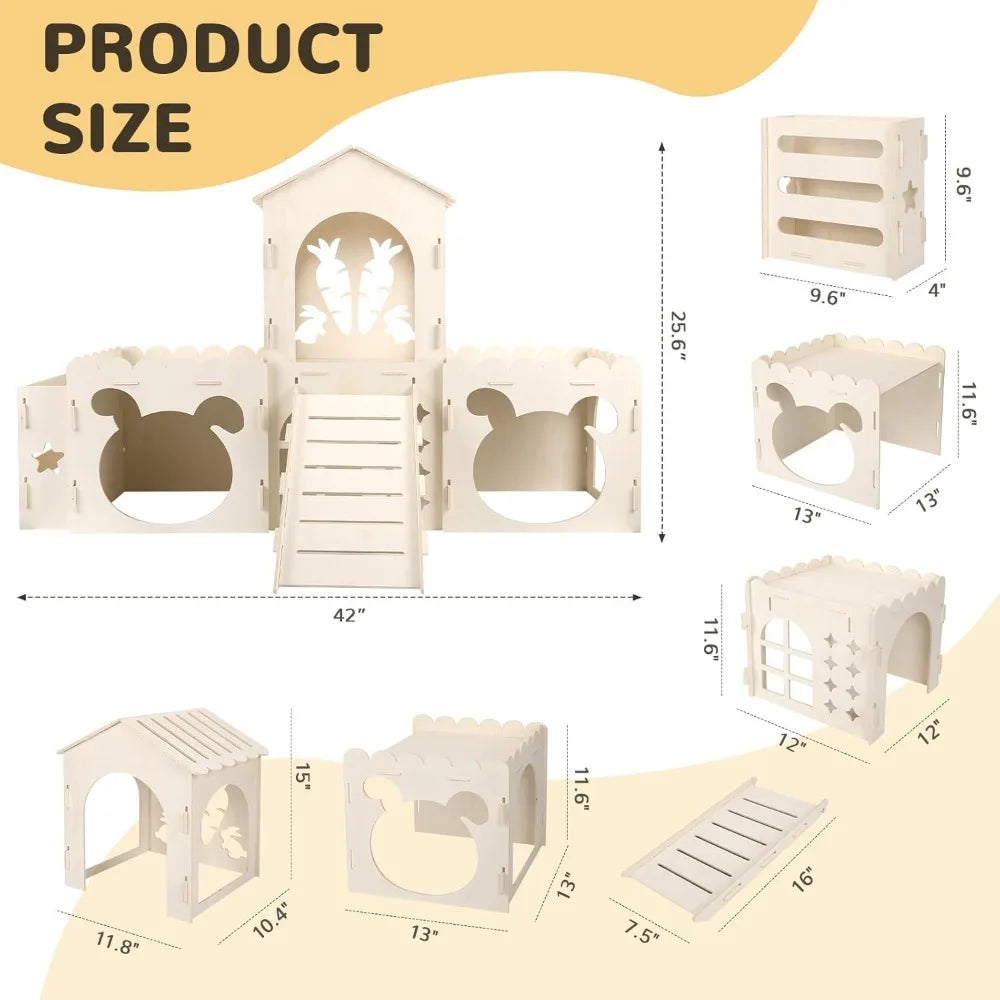 Hignconcerned Rabbit Hideout Castle Wooden House Hay Feeder