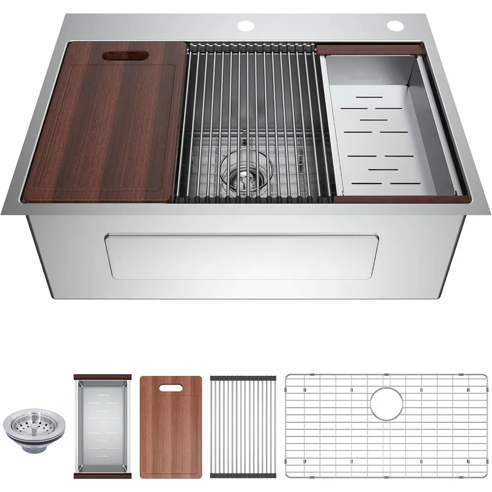 Undermount Kitchen Sink Workstation T304 Stainless Steel