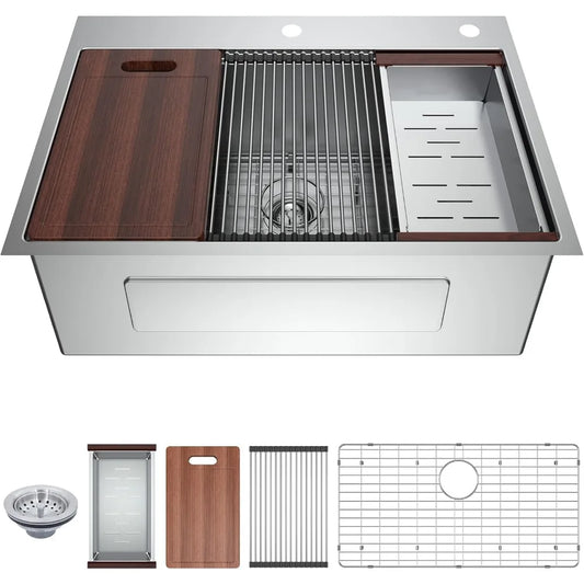 Undermount Kitchen Sink Workstation T304 Stainless Steel