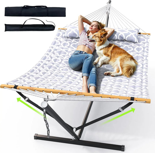 YTYI Double Hammock With Stand For Outdoor Patio Garden