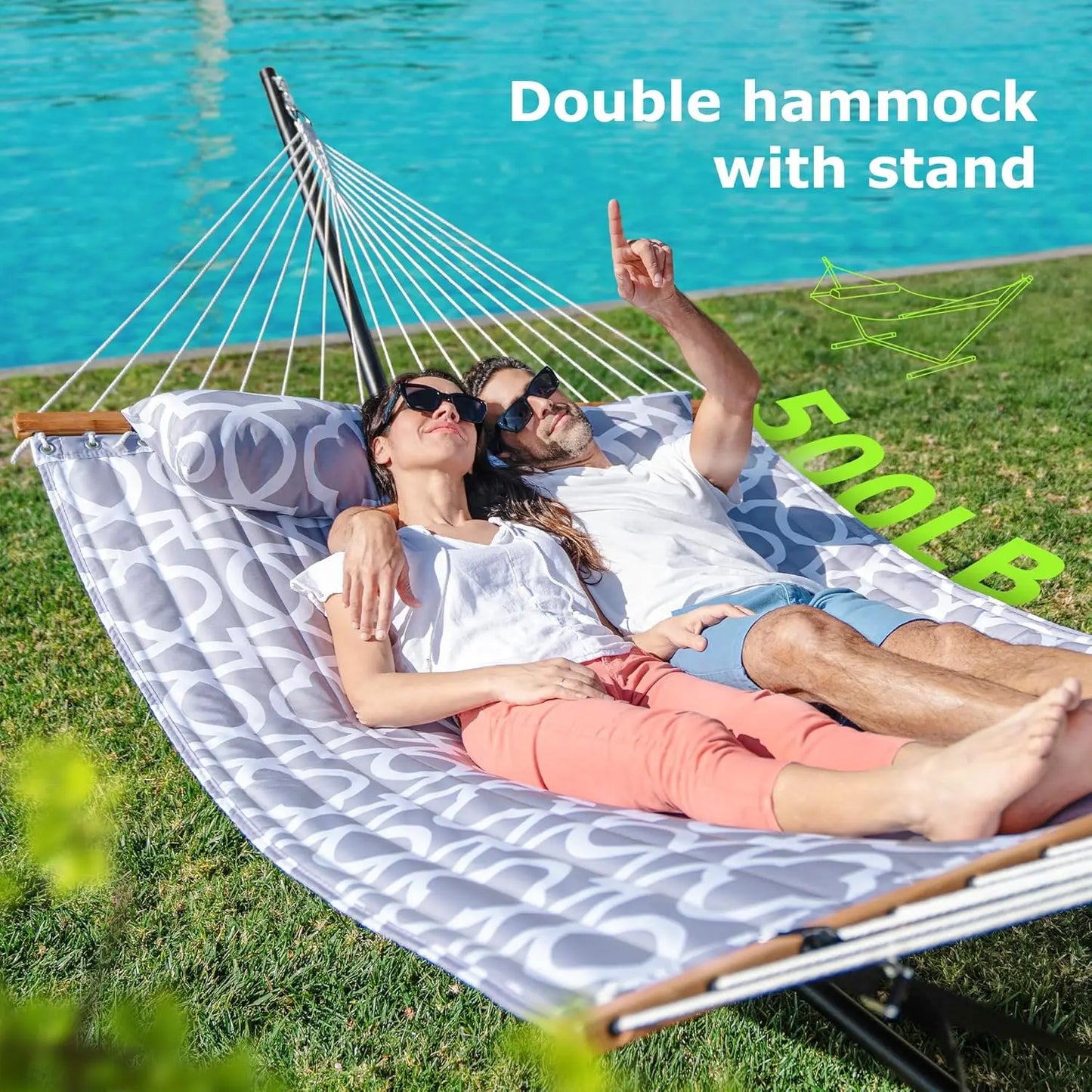 YTYI Double Hammock With Stand For Outdoor Patio Garden