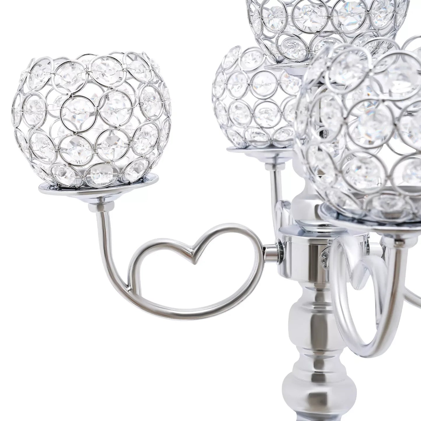 Bymaocar 5-Arm Crystal Candelabra Wedding Decor Iron Frame