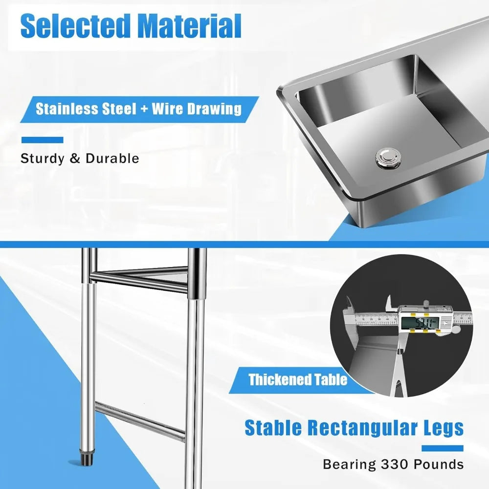 Stainless Steel Free Standing Outdoor Sink Single Bowl