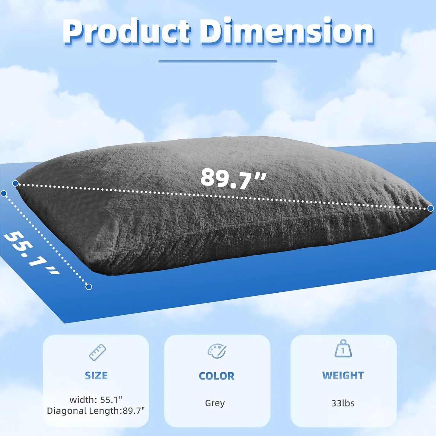 4 in 1 Giant Memory Foam Bean Bag Sofa Chair for Adults