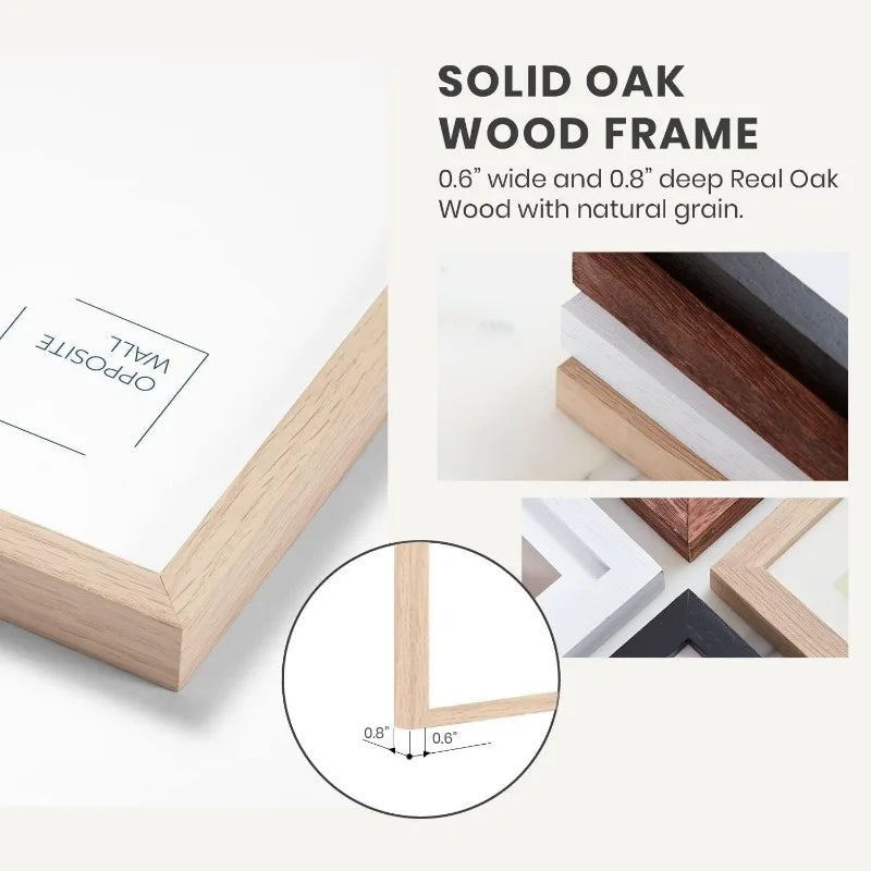 XMSJH Solid Oak Wood Picture Frame Wall Hanging 2 Pack