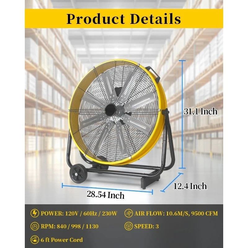 Hign-concerned High Velocity Floor Fan Three Speed Drum