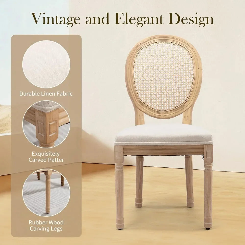 Angduo French Country Dining Chairs Fabric Upholstered
